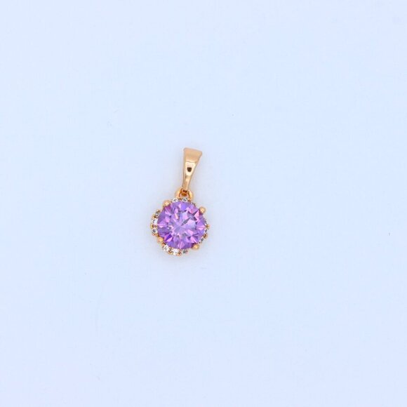 "Round Purple Gem Pendant in Rose Gold, XPPT1323 - Picture 10 of 12